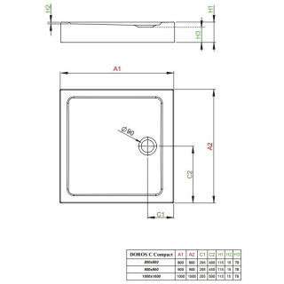 Brodzik akrylowy Radaway Doros C kwadratowy 80x80 cm- sanitbuy.pl