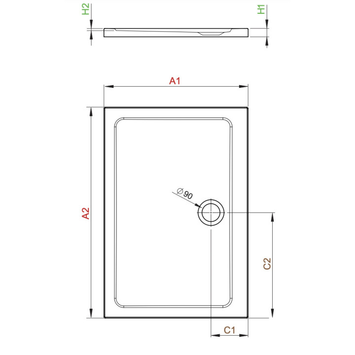 Brodzik Dolphi Radaway Doros D 900x800 prostokątny- sanitbuy.pl