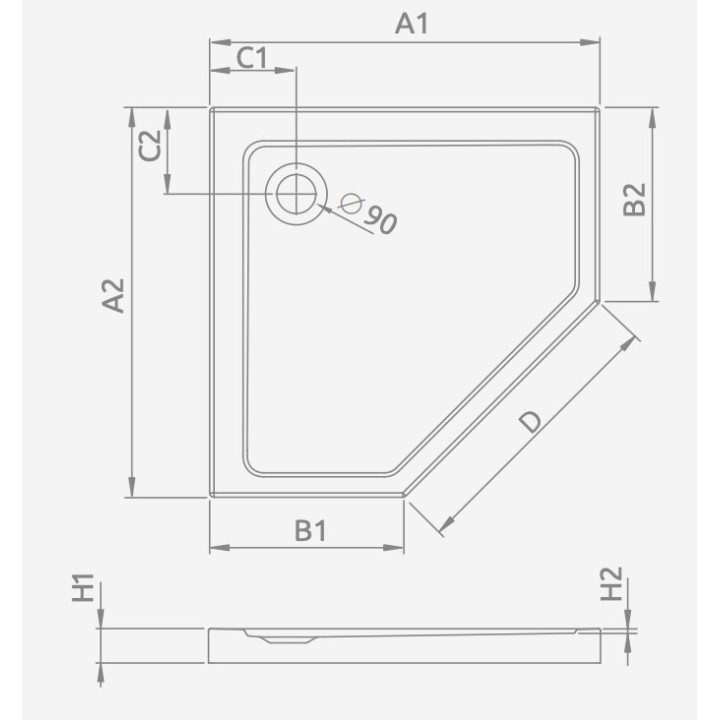 Brodzik prostokątny Radaway Doros F, 140x80cm, akrylowy, stone white