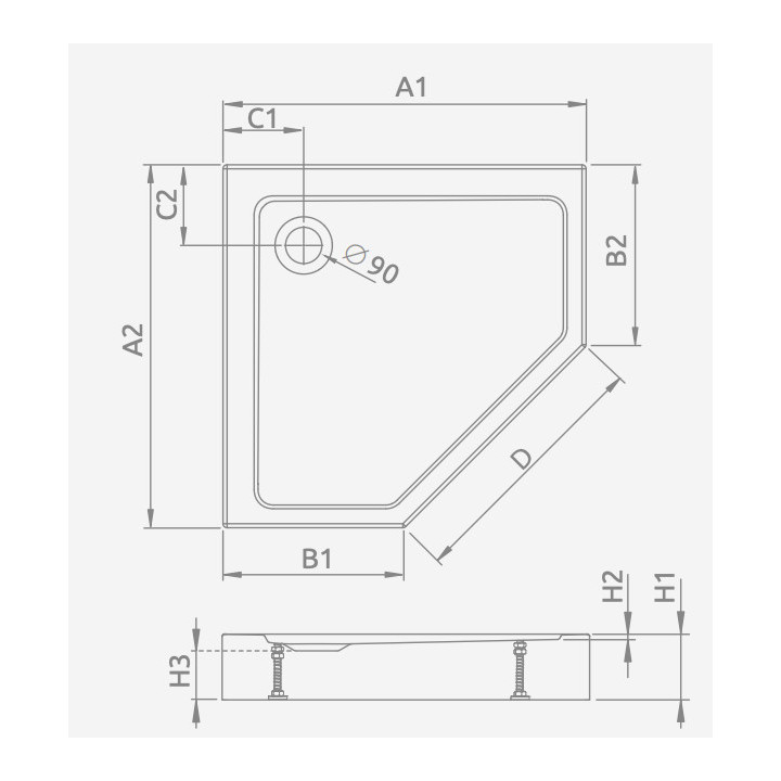 Brodzik prostokątny Radaway Doros F Compact, 140x80cm, akrylowy, stone biały