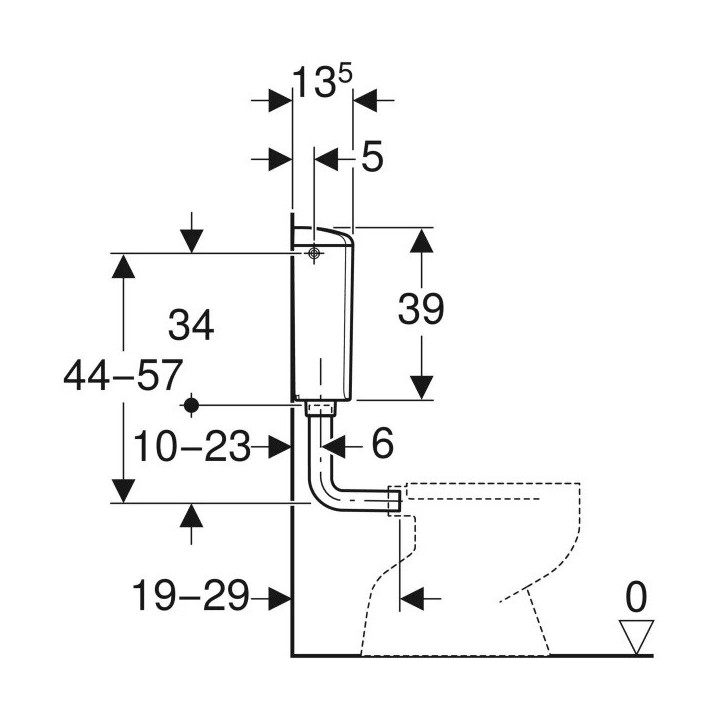 Spłuczka natynkowa Geberit AP140, spłukiwanie dwudzielne, półwysoko zawieszona - biała