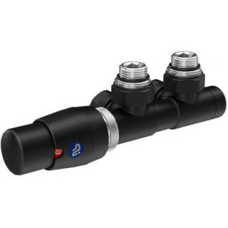 Zestaw termostatyczny Instal Projekt zespolony Dual Z15, prawy, kątowy (do instalacji pex) - czarny mat