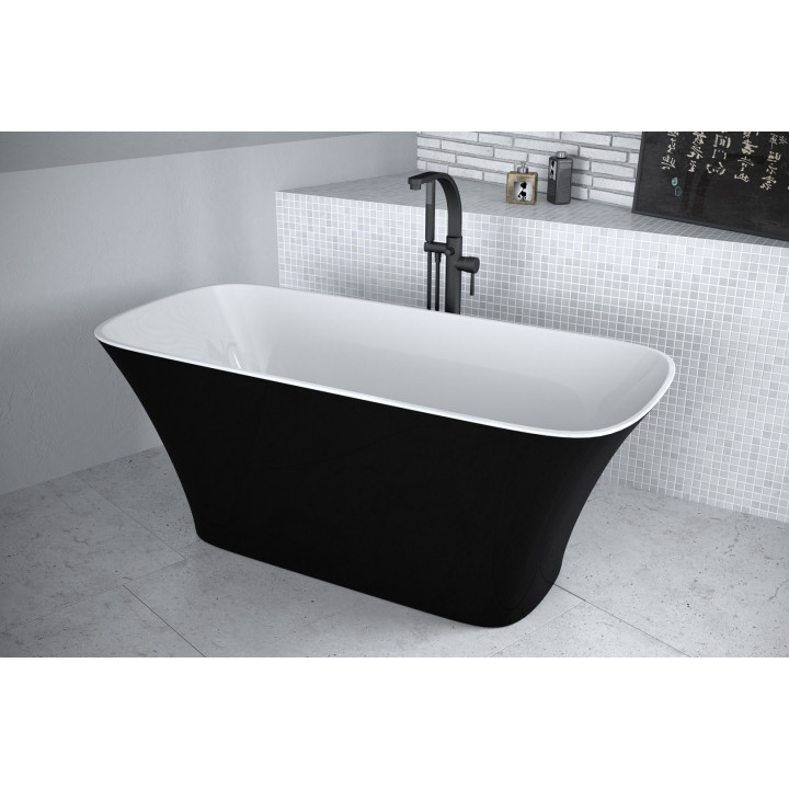 Wanna wolnostojąca Besco Keya B&W, 165x70cm, owalna, czarny/biały