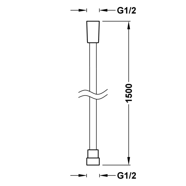 Uchwyt stały Tres z przyłączem wody do słuchawki prysznicowej z wężem - czarny mat