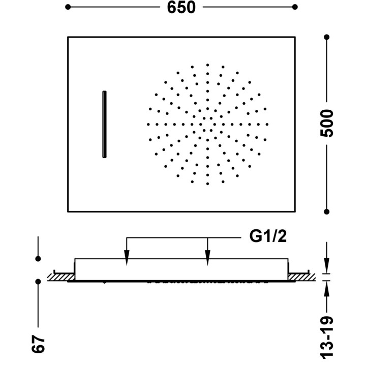 Deszczownica Tres podtynkowa 50x50 cm, sufitowa - biały mat