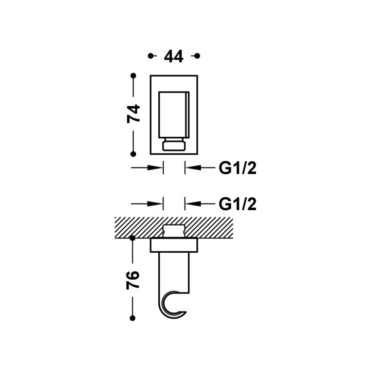 Uchwyt stały Tres z przyłączem wody do słuchawki prysznicowej z wężem - czarny mat