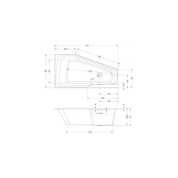 Wanna przyścienna Riho Desire Back2Wall wolnostojąca, akrylowa 180 x 84 cm, z syfonem - biała
