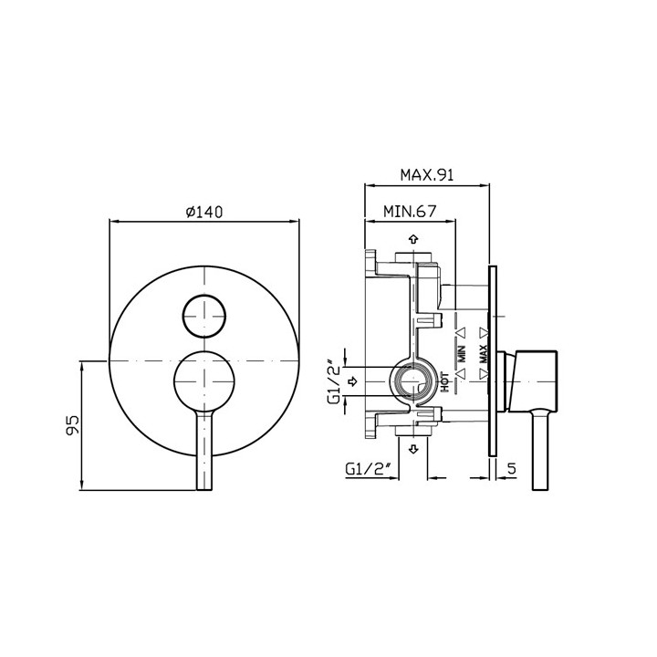 PYTAJ O RABAT !Bateria umywalkowa Zucchetti Pan S podtynkowa 2-otworowa, wylewka 16 cm - czekoladowy szczotkowany PVD