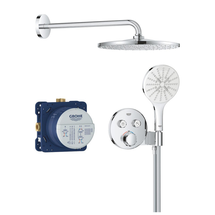Zestaw prysznicowy Grohe Precision Thermostat z deszczownicą Vitalio Rain Mono 310 - chrom