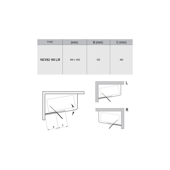 Drzwi prysznicowe Matrix MSD2-110, dwuelementowe, 1075-1115 x 1950, satyna + transparent 