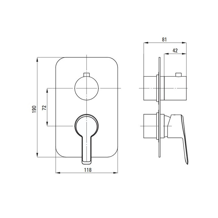 Bateria prysznicowa podtynkowa bez przełącznika natrysku, Deante Arnika, titanium