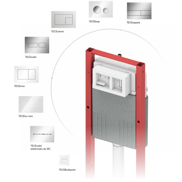 Stelaż podtynkowy WC TECEprofil, wysokość montażowa 1120mm, ze spłuczką Octa II