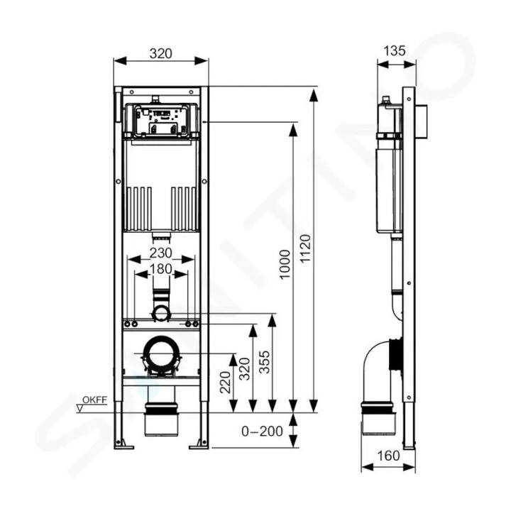 Stelaż podtynkowy WC TECEprofil, wysokość montażowa 1120mm, ze spłuczką Octa II