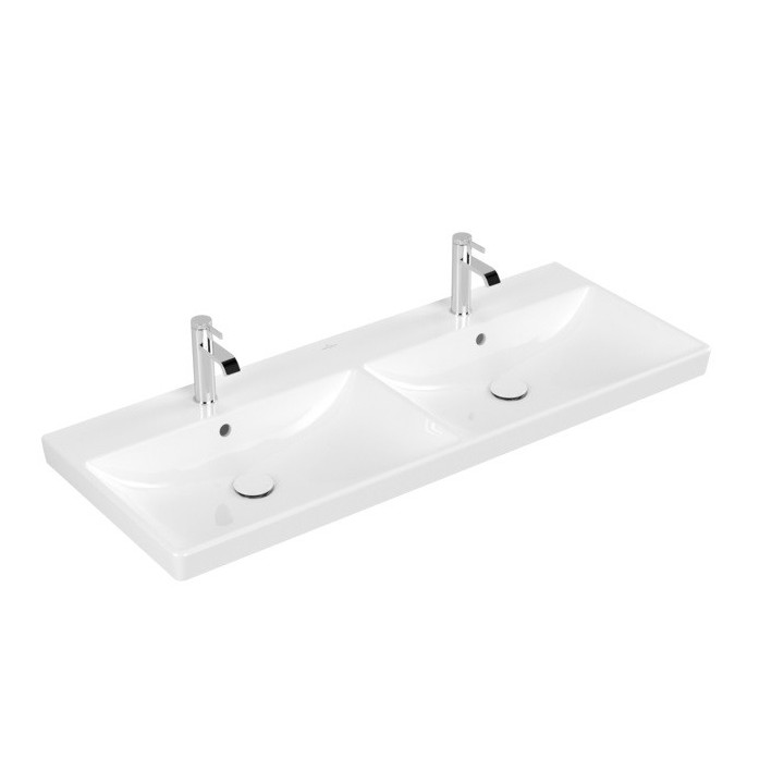 Umywalka meblowa, prostokątna Villeroy & Boch Avento biały Alpin, 100 x 47 x 16,5 cm, przelew, 2 otwory na baterię, powłoka Cera
