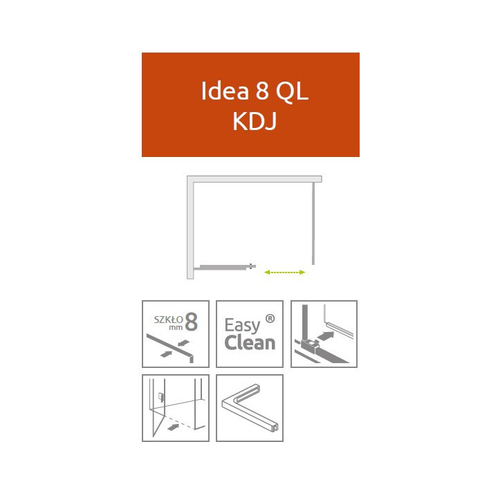 Drzwi kabiny prysznicowej Radaway Idea 8 KDJ 100, prawe, 1000x2000mmm, szkło przejrzyste, chrom