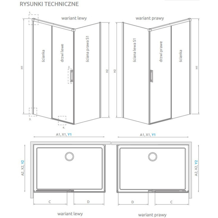 Drzwi kabiny prysznicowej Radaway Idea 8 KDJ 110, lewe, 1000x2000mmm, szkło przejrzyste, chrom