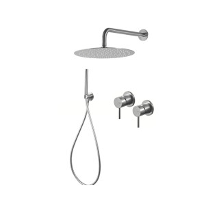 Zestaw natryskowy Vema Tiber Steel, podtynkowy, 2 wyjścia wody, deszczownica 30cm, stal nierdzewna inox