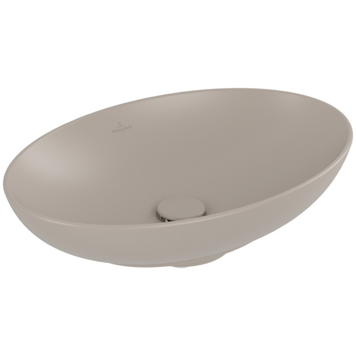 Umywalka nablatowa Villeroy & Boch Loop & Friends, 56x38cm, owalna, z przelewem, Stone White CeramicPlus