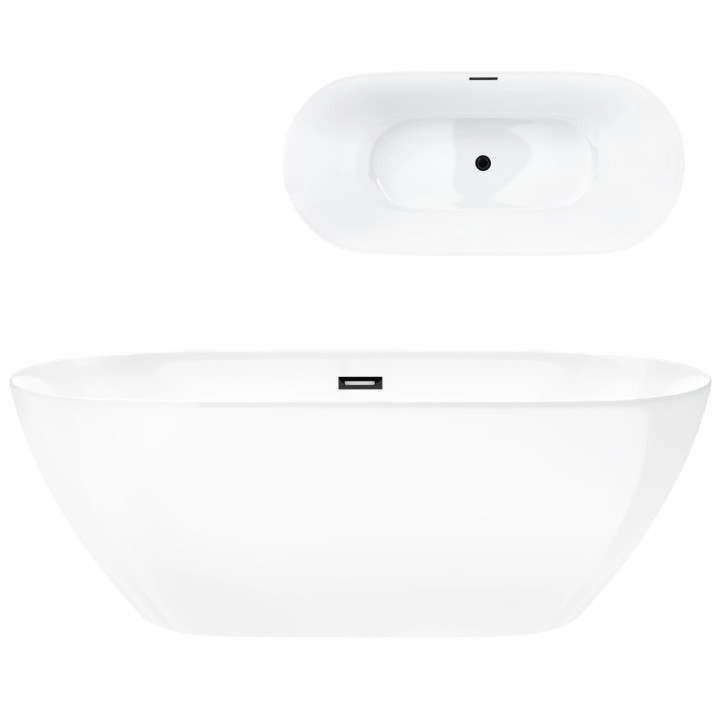 Wanna wolnostojąca Corsan Olvena 170 cm z wykończeniem czarnym - biała