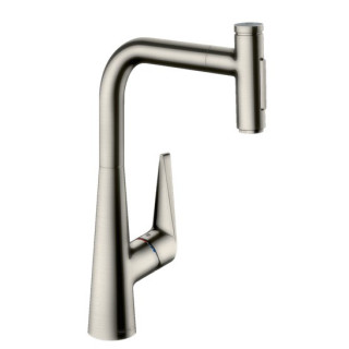 Bateria kuchenna Hansgrohe Metris Select M71, jednouchwytowa 240, wyciągana wylewka, 2jet, sBox - stal szlachetna finish