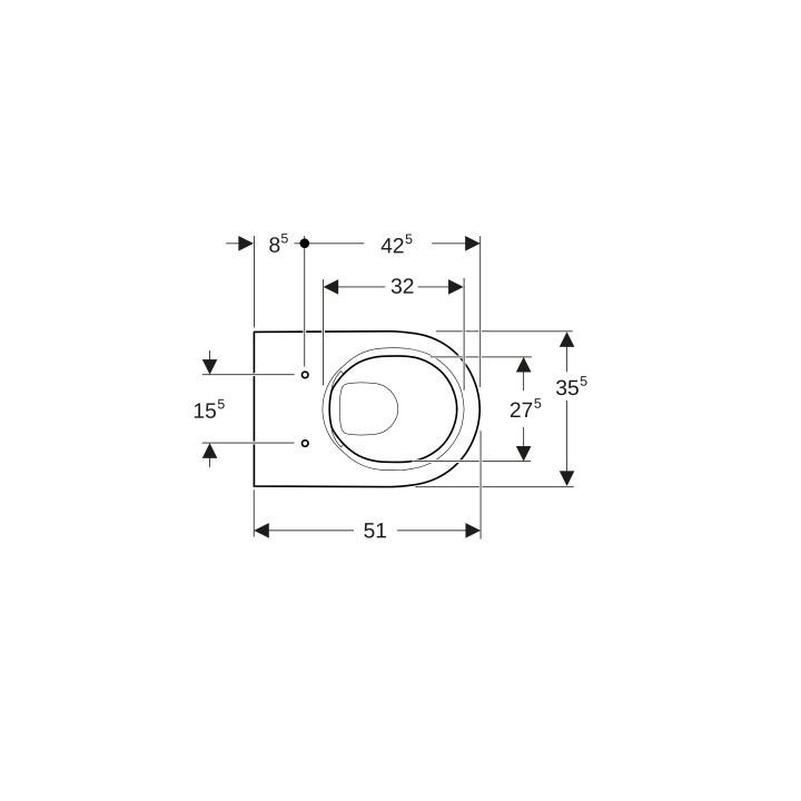 Miska wc Geberit Acanto wisząca 53x35 cm, lejowa, ukryte mocowania, TurboFlush, z powłoką KeraTect - biała