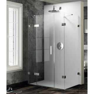 Kabina prysznicowa 4-kąt bezramowa Huppe SolvaPro, drzwi skrzydłowe ze stałym segmentem i ścianką boczną, mocowanie prawe, 700-1