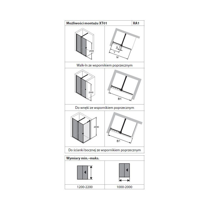Ścianka Walk -in z ruchomym segmentem Huppe Enjoy Pure, Typ 800, chrom, szkło przeźroczyste z AntiPlaque