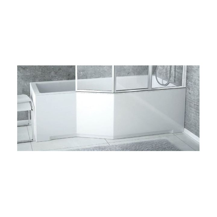 PYTAJ O RABAT ! Wanna asymetryczna lewa Besco Integra 150x75cm + parawan 3-skrzydłowy, biała