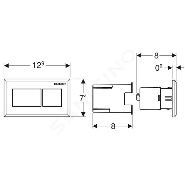 Przycisk uruchamiający Geberit Sigma70 do spłukiwania dwudzielnego, prostokątny, stal nierdzewna - czarny chrom/ szczotkowany