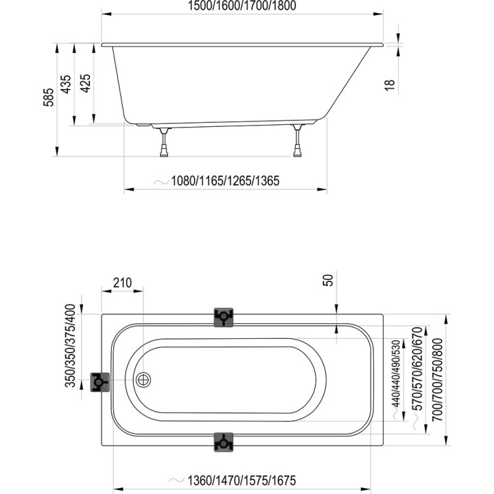 Wanna Ravak Chrome prostokątna 150x70 cm 