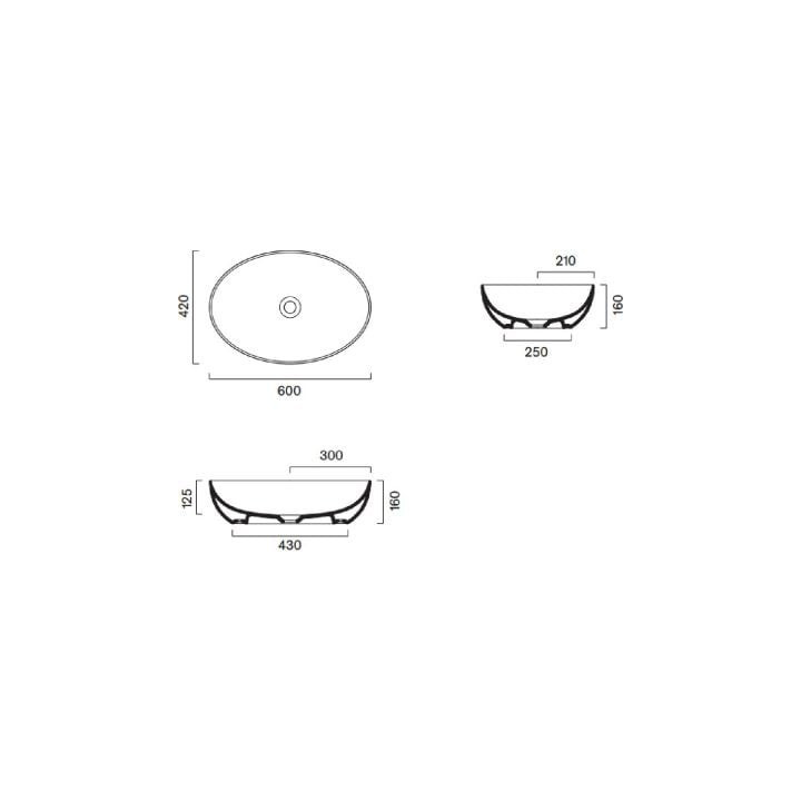 Umywalka nablatowa Catalano Sfera okrągła 42 cm, bez otworu na baterię, bez przelewu - biały połysk