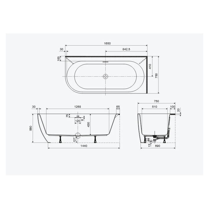 Wanna wolnostojąca Excellent Olia 2.0, 150x73cm, owalna, akrylowa, biała