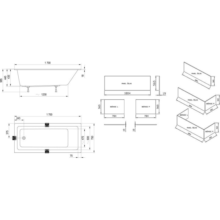 Wanna prostokątna Ravak 10° 170x75 biała 