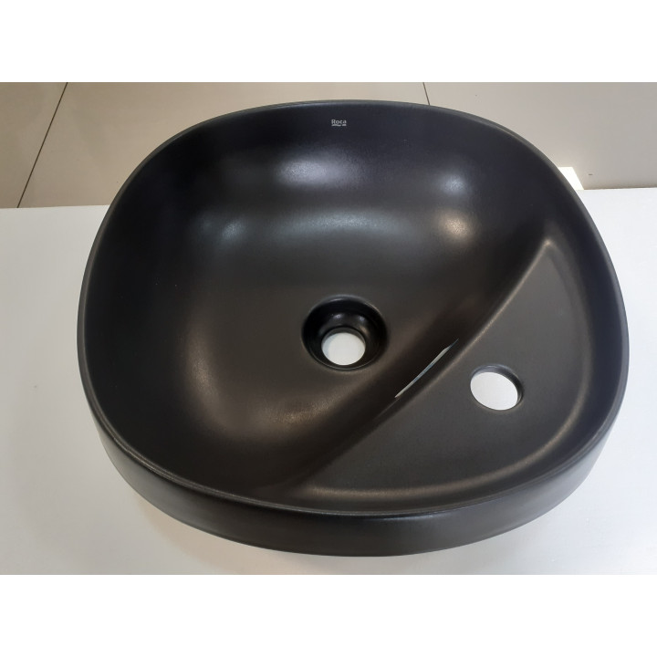 Umywalka blatowa Roca Beyond, 59x46cm, Finceramic, bez przelewu, powłoka Maxi Clean, biała