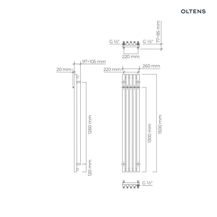 Grzejnik dekoracyjny Oltens Stang 180x15 cm - grafit