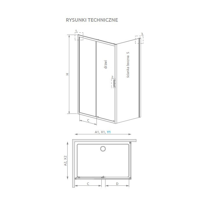 Drzwi prysznicowe 120cm, Radaway Alienta DWJ, szkło przezroczyste, profil chrom