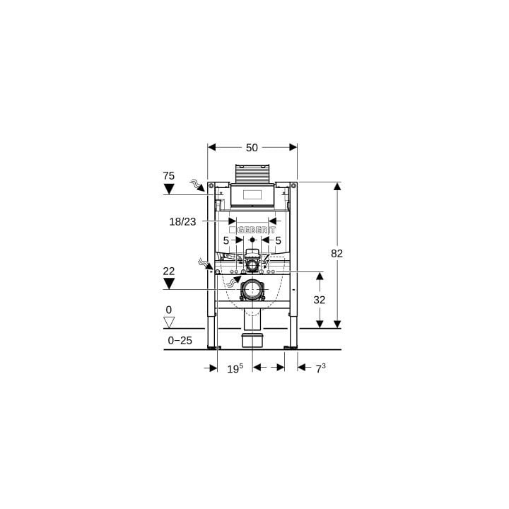 Stelaż montażowy Geberit Duofix Omega do miski wiszącej, 50x82 cm, H82