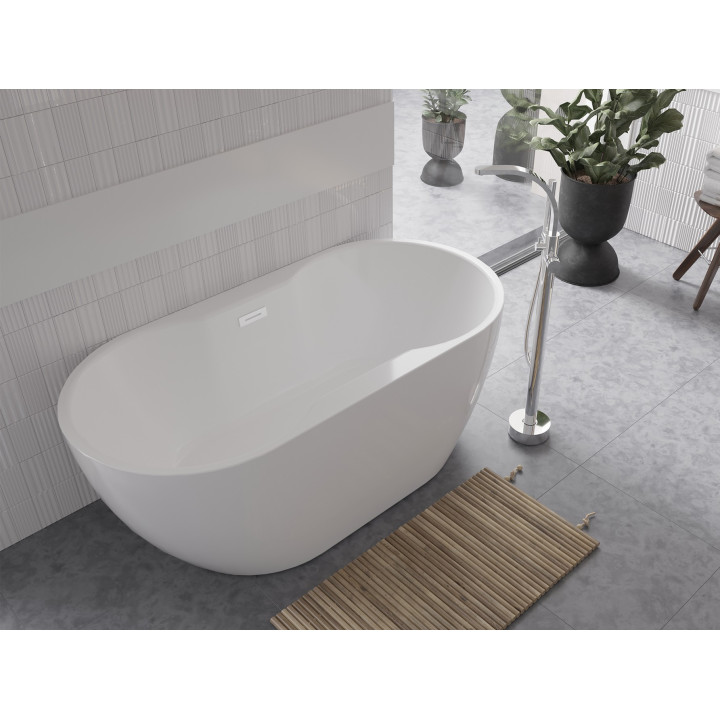 Wanna wolnostojąca Besco Mexa 170x78 cm owalna Carbon Grey, maskownica czarny matt