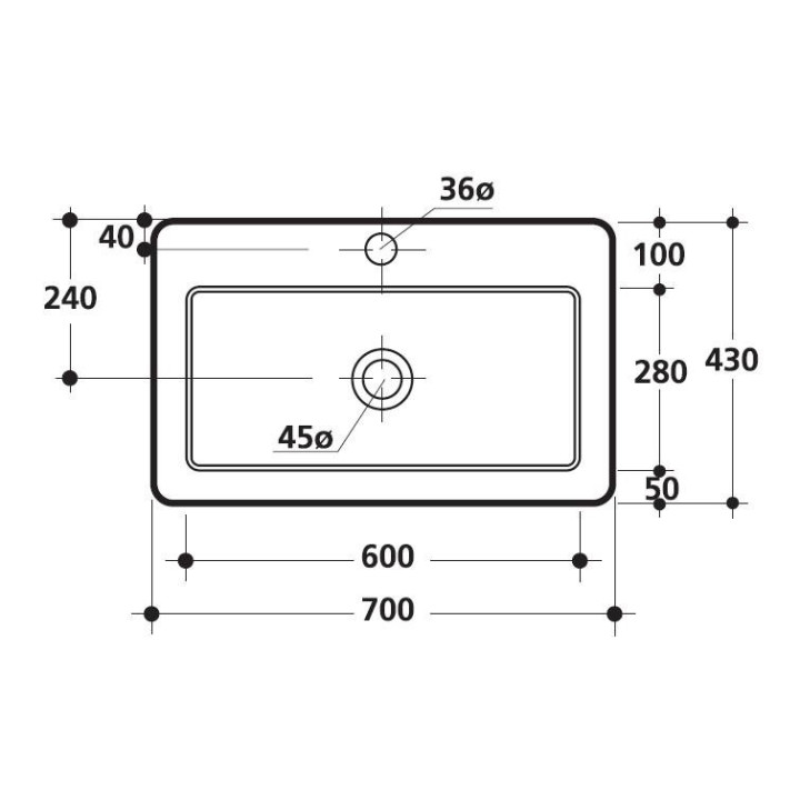 Umywalka Kerasan Ego 70x43 cm- sanitbuy.pl