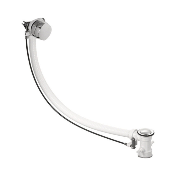 Zestaw przelewowo-odpływowy Duravit Quadroval, z napełnianiem wody przez korek, dla wanien z hydromasażem z wąską krawędzią, chr