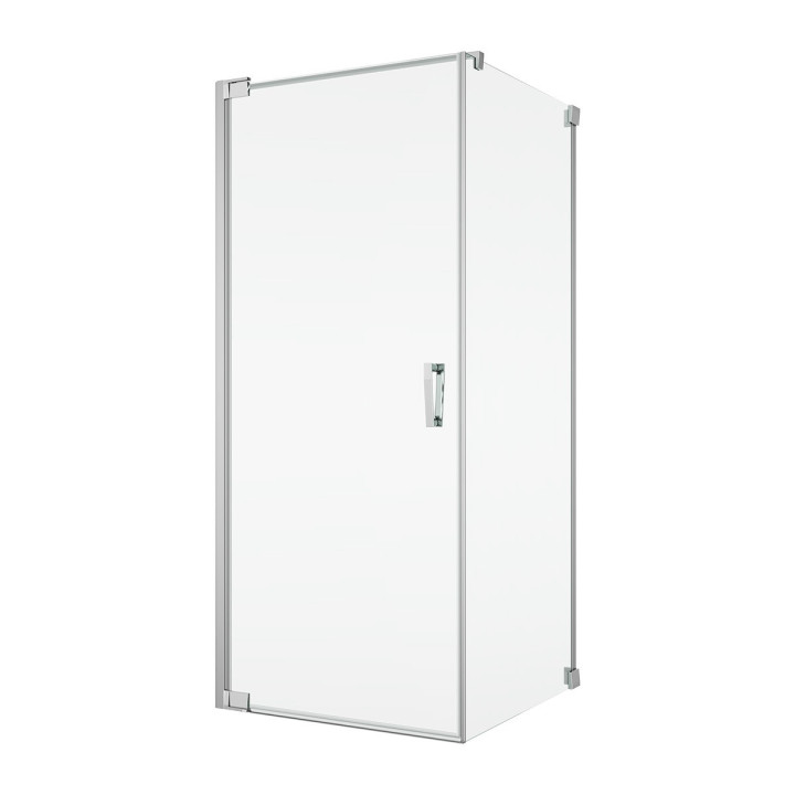 Drzwi wahadłowe jednoczęściowe z elementem stałym w linii, SanSwiss Cadura - Srebrny połysk