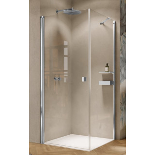 Prysznicowe drzwi skrzydłowe na wymiar Huppe Solva bezramowa, mocowanie lewe, 500-1250 x 200x1200 mm, ze ścianką boczną, szkło p