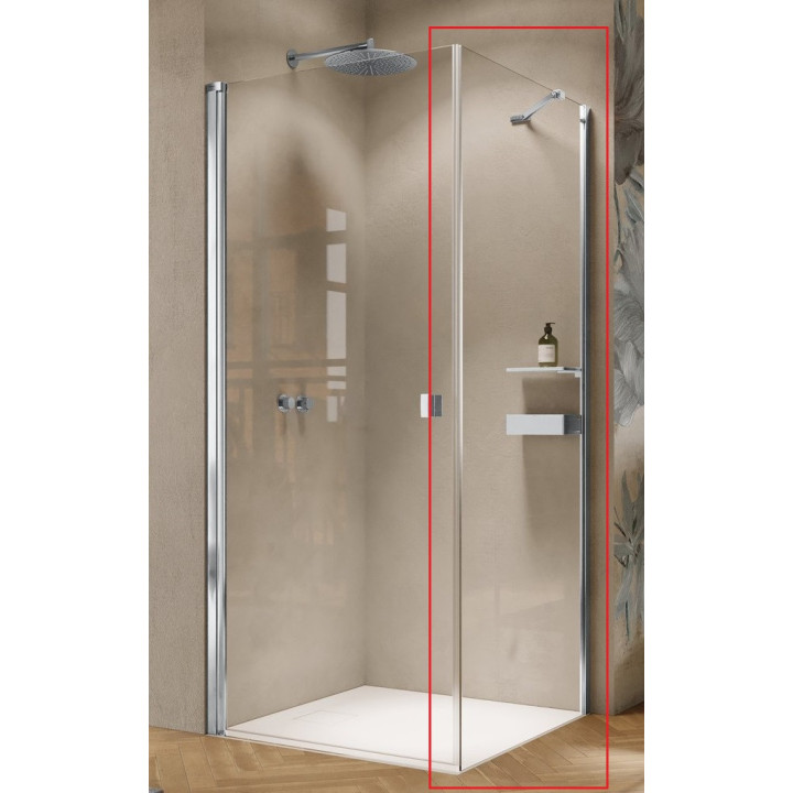 Drzwi skrzydłowe Huppe Solva częściowo w ramie 4-kąt 80x200 cm, mocowanie lewe, montaż na brodziku - szkło przezroczyste Anti-Pl