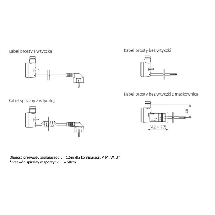Grzałka Terma MOA Blue z elementem grzejnym, moc 600 W - biała