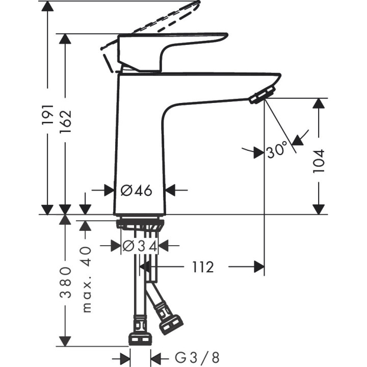 Bateria umywalkowa Hansgrohe Talis Select E, wysokość 162mm bez kompletu odpływowego, czarny mat