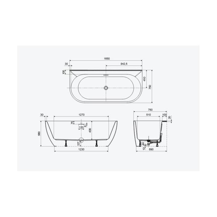 Wanna wolnostojąca Excellent Oceana 2.0, 165x75 cm, narożna, lewa, akrylowa - biała