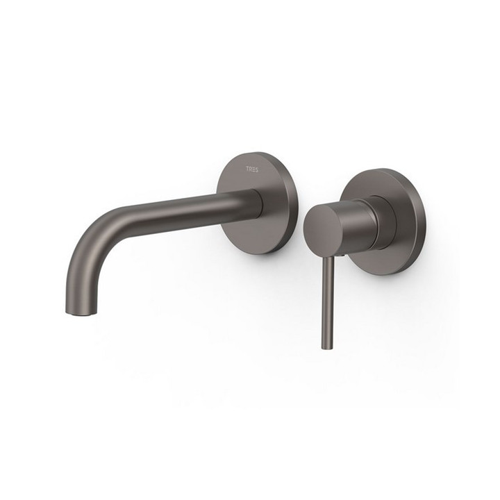 Element naścienny do podtynkowego korpusu baterii umywalkowe TRES STUDY, wylewka 237mm, czerń matowa