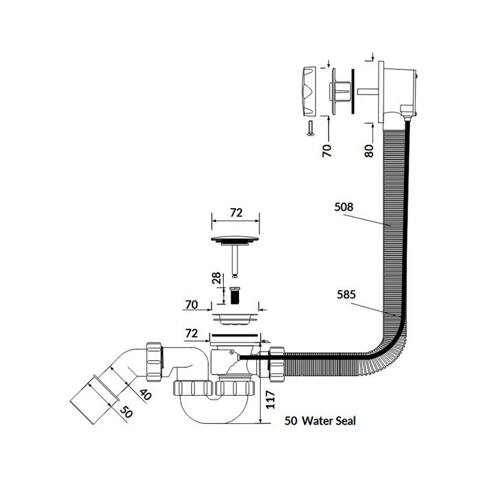 Syfon umywalkowy Cersanit Inverto Oval - czarny