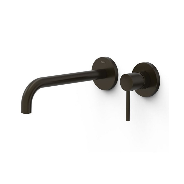 Element naścienny do podtynkowego korpusu baterii umywalkowe TRES STUDY, wylewka 237mm, biel matowa