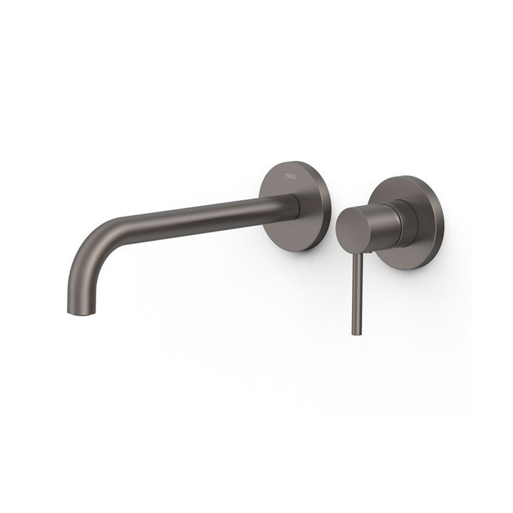 Element naścienny do podtynkowego korpusu baterii umywalkowe TRES STUDY, wylewka 237mm, biel matowa